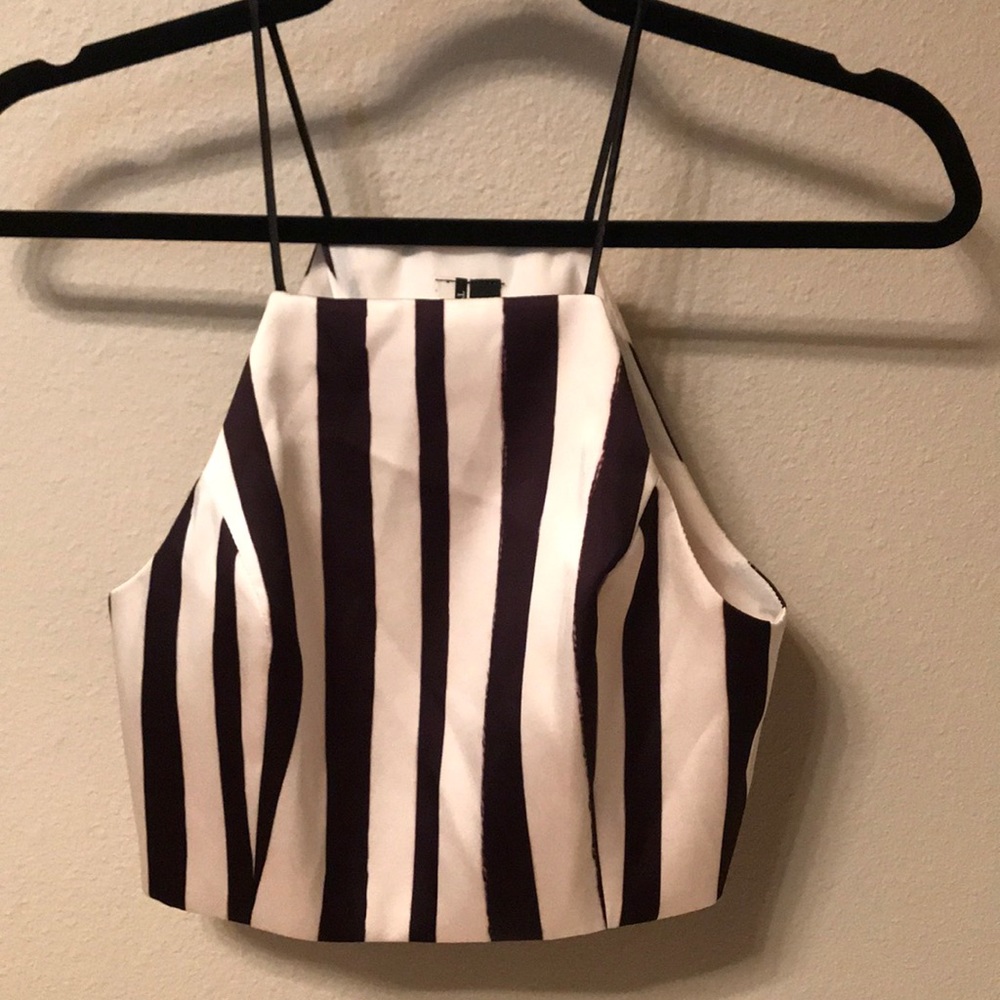 Topshop cropped striped top